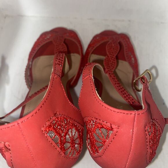 Lov Mark High Heels Womens Red Glitter Platform Ankle Strap Sandal Sz 8 - Picture 8 of 8